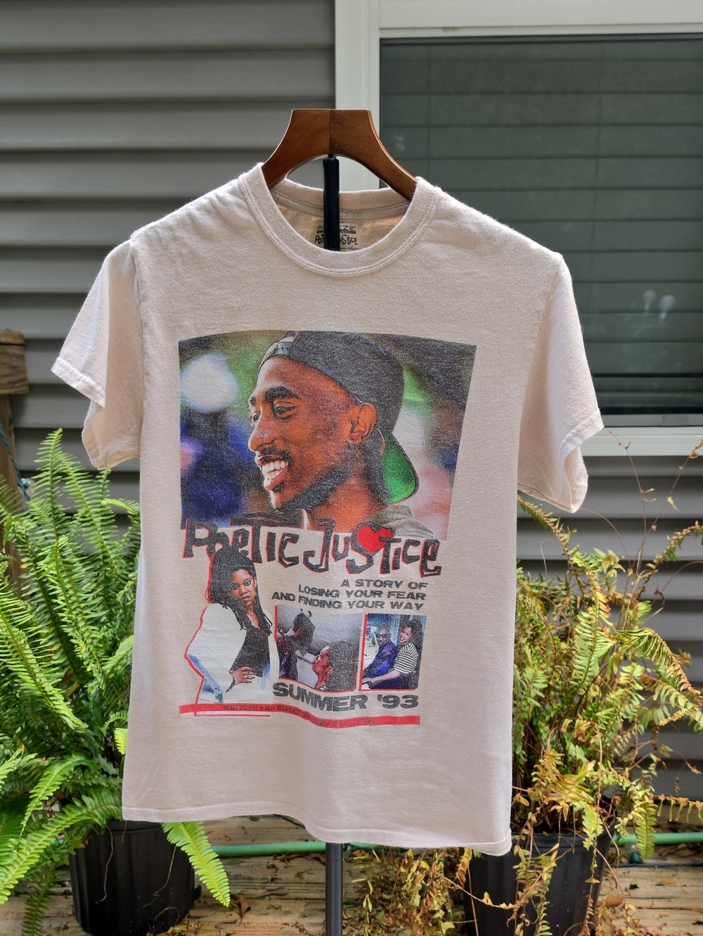 Freeze Poetic Justice Tupac Graphic T-Shirt Cream Men's Small 2020 Movie Tee